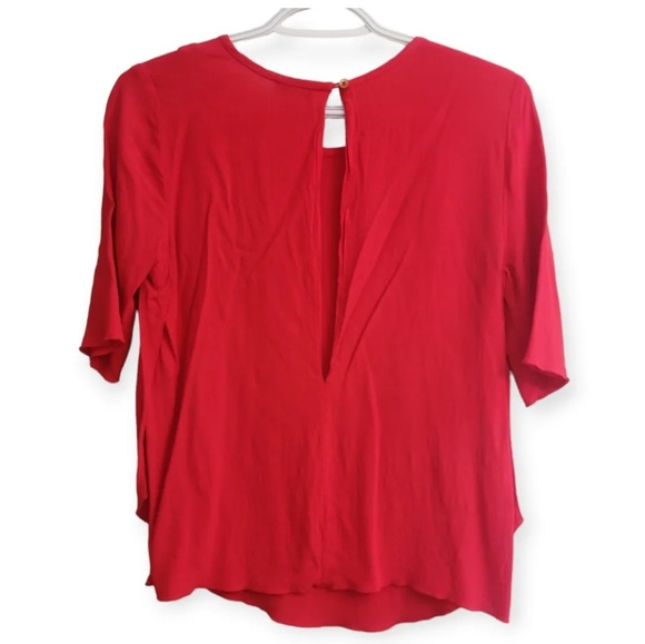 Aritzia Babaton Half Sleeve Red Crepe Blouse with Side Slits Small - Picture 2 of 16